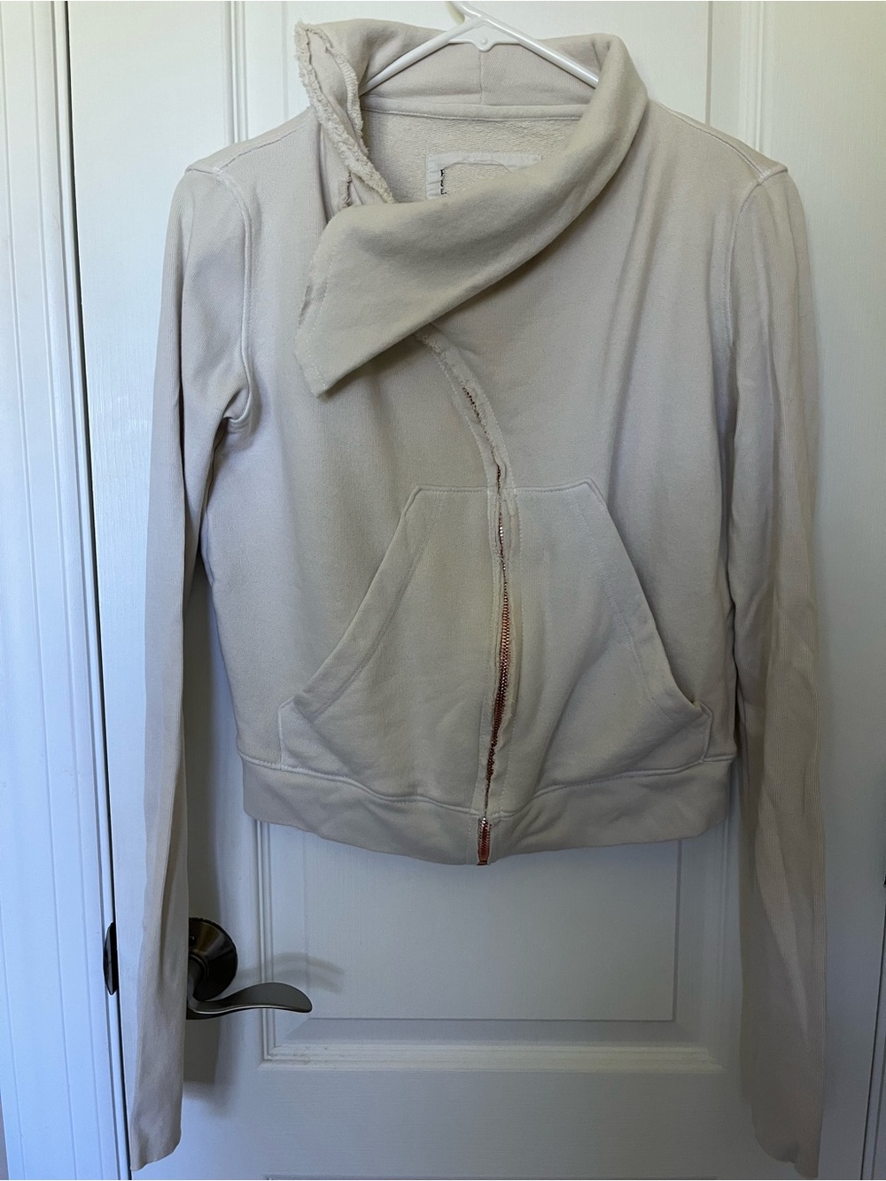 Frank & Eileen Tee lab Side Zip Fleece Jacket Women’s XS Ivory Distressed